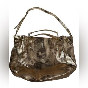 Michael Kors metallic gold croc-embossed shoulder bag